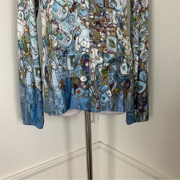 Simply Art By Dolcezza Button Front Short Womens XS Stretch Art Collar Geometric - Picture 10 of 17